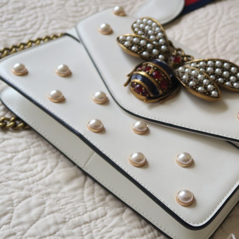 White Bee Crossbody Bag with two straps